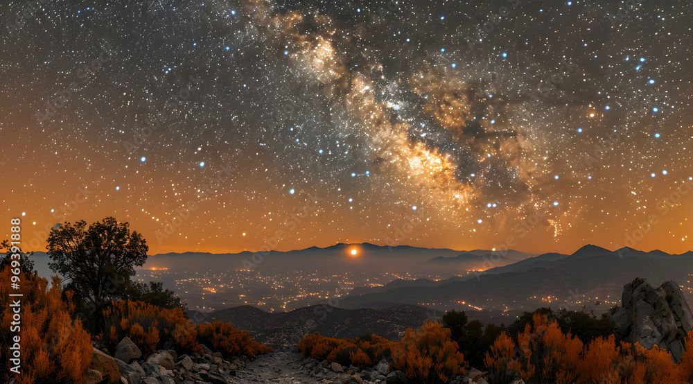 Fototapeta premium Milky Way Over Mountain Range Night Photography