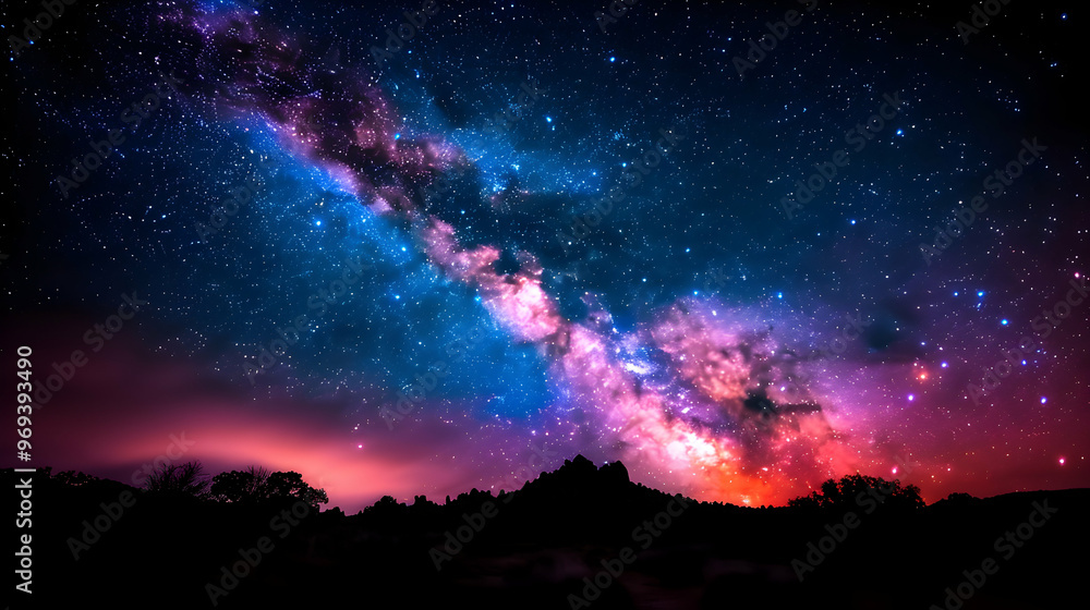Fototapeta premium The Night Sky With Stars Moving Across The Sky