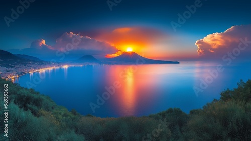 Volcanic eruption with lava...