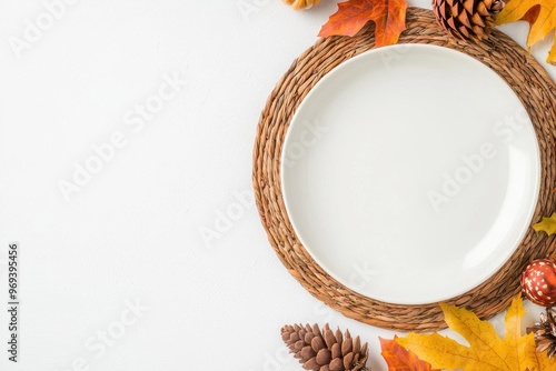 Thanksgiving sales event featuring festive table settings and autumn decor Cozy and warm, the promotion captures the holiday spirit with space for text and calltoaction messages photo