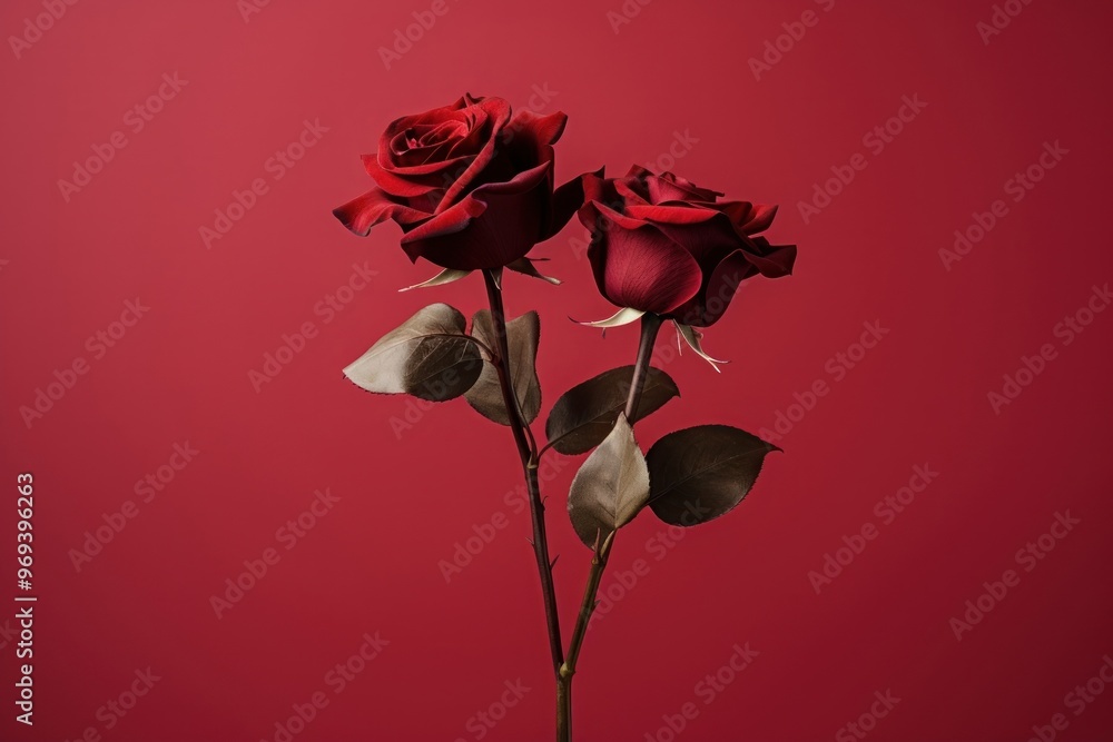 Obraz premium Roses flower petal plant on the red background