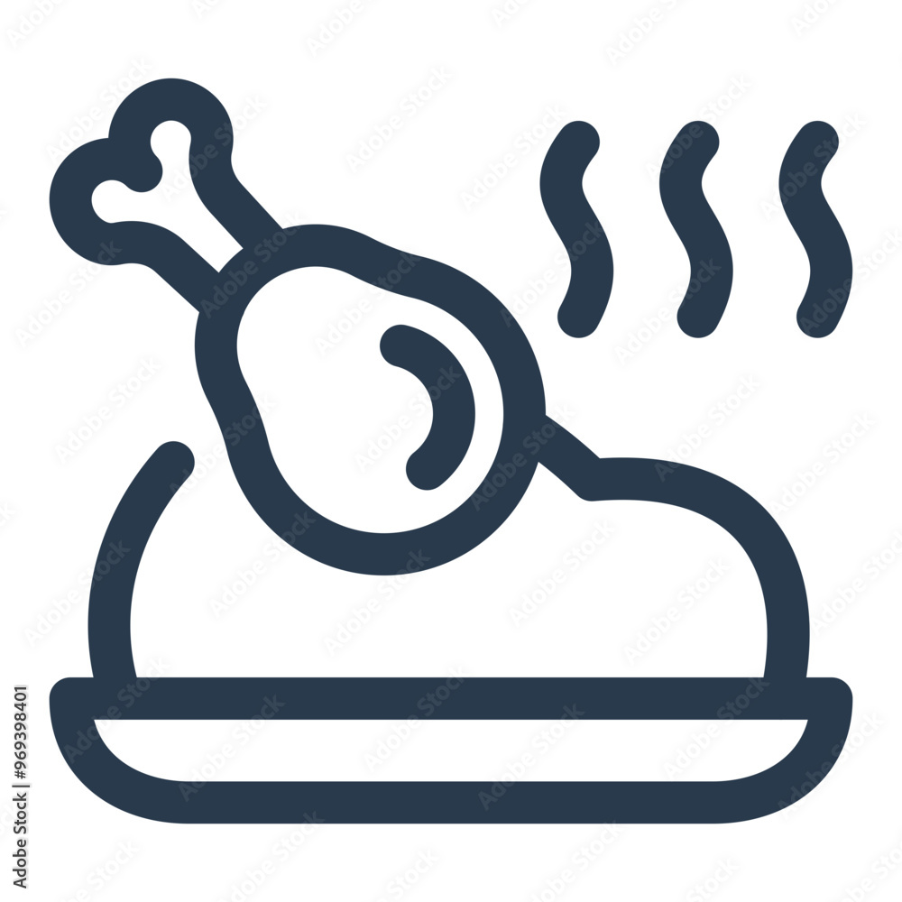 Fototapeta premium Grilled Chicken With Drumstick Icon