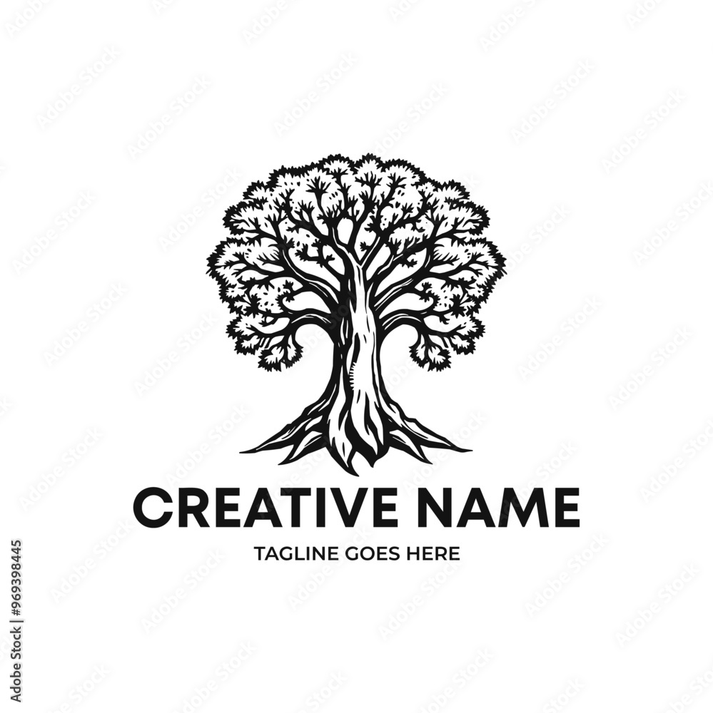 Obraz premium Abstract vibrant tree logo design, root vector - Tree of life logo design inspiration isolated on white background. editable tree logo design.