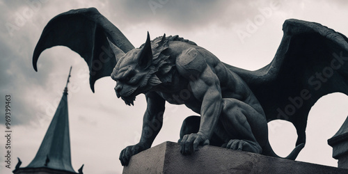 Obraz na płótnie Gargoyle Statue with Wings