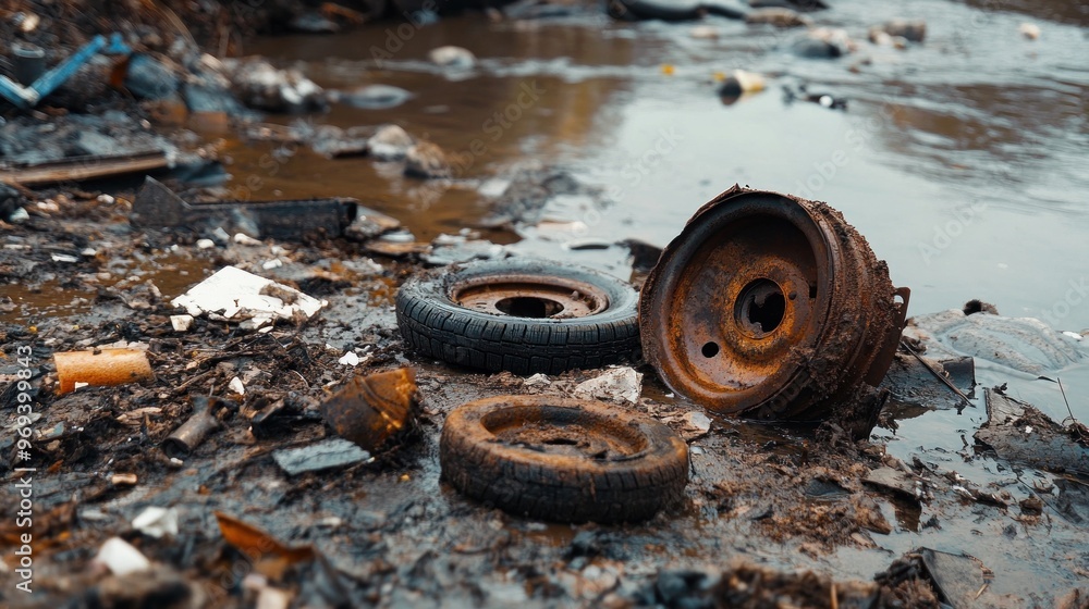 Pollution and Debris in a River Pollution and Debris in a River