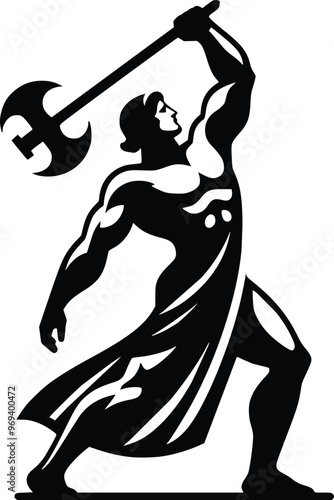 Black and White Illustration of Legendary Hero Hercules