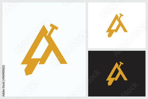 Inspirasi DesainA combination of the sword and the letter A. Template Desain Logo Vektor Simbol A combination of the sword and the letter A, Ilustrasi Vektor Desain LogoA combination of the sword and 