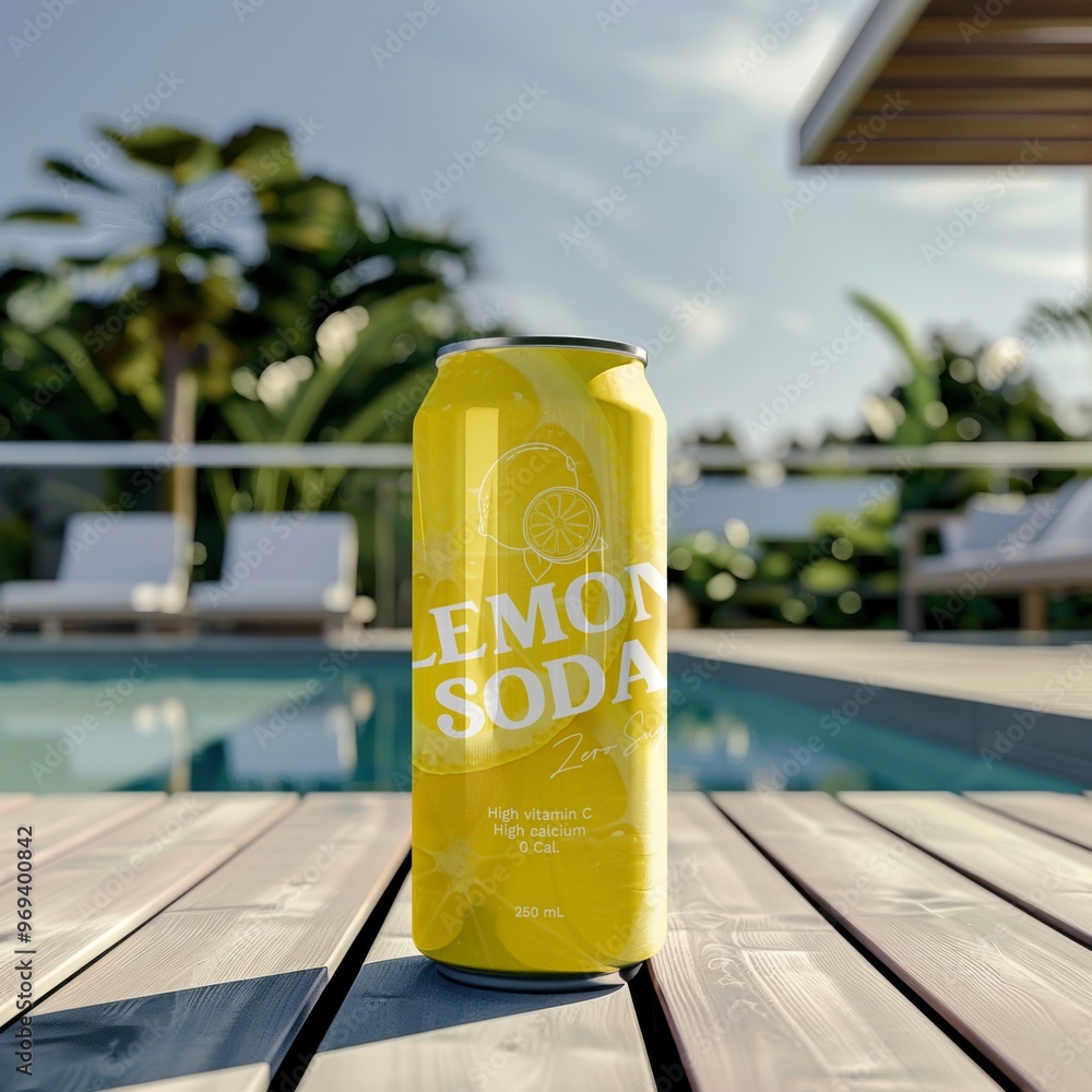 Refreshing lemon soda by the pool Refreshing lemon soda by the pool