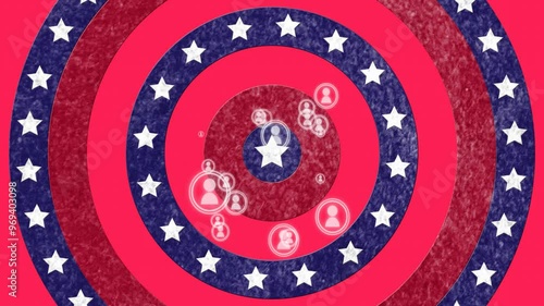 Wallpaper Mural Animation of social media icons over red and blue circles with stars Torontodigital.ca
