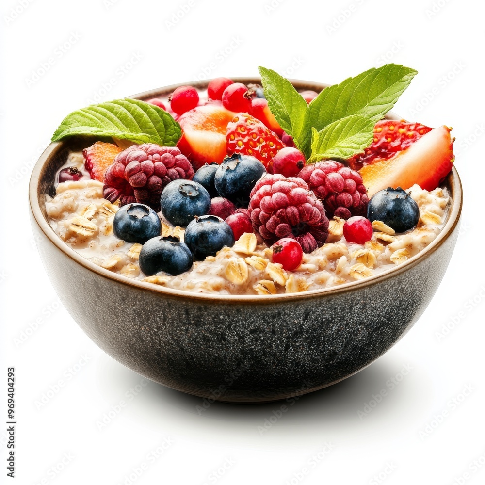 Fresh berry muesli in a bowl, a healthy breakfast option Fresh berry muesli in a bowl, a healthy breakfast option