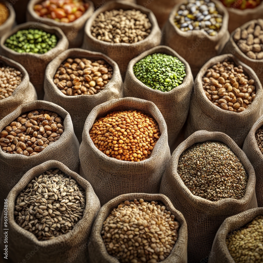 Aromatic dried spices and herbs fill the market, a colorful array of ingredients for healthy cooking Aromatic dried spices and herbs fill the market, a colorful array of ingredients for healthy cooking