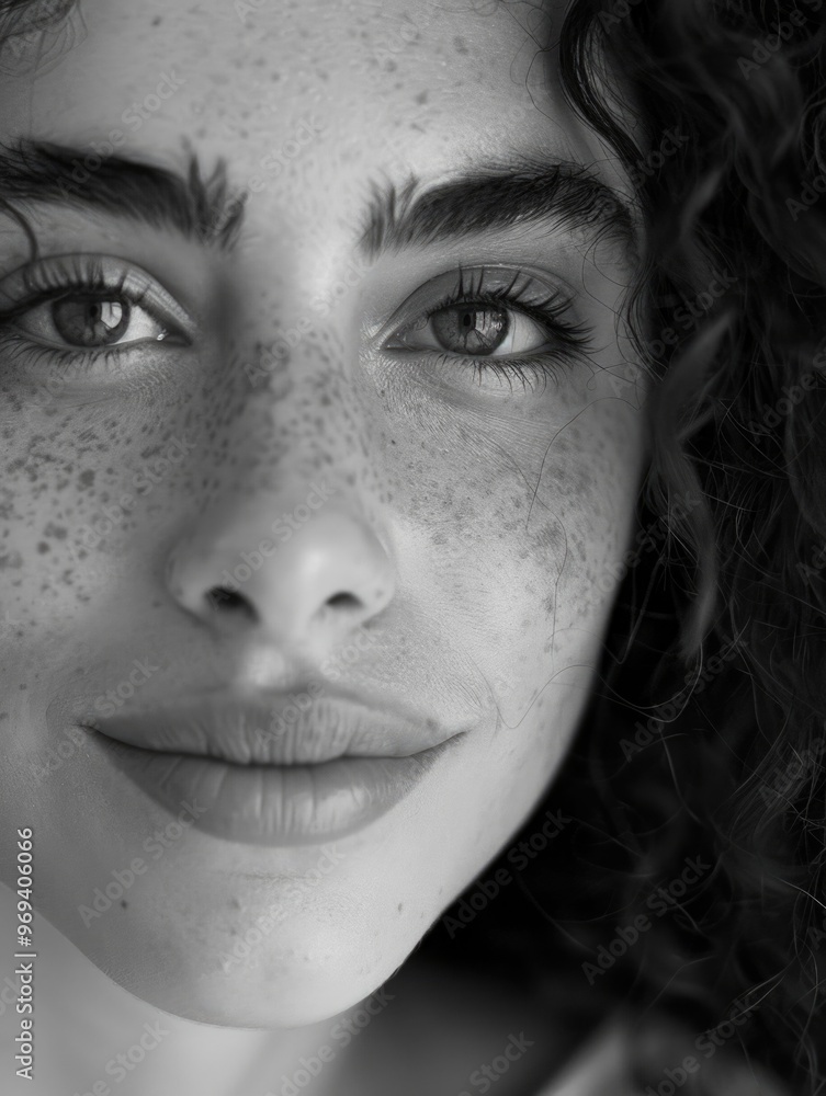 Obraz premium Contemporary Female Portrait with Freckles