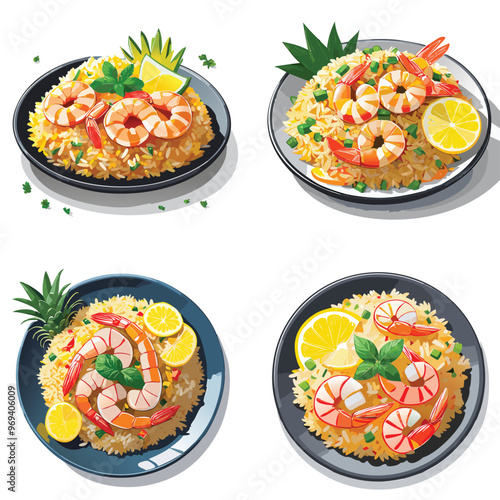 A plate of Thai fried rice with pineapple and shrimp