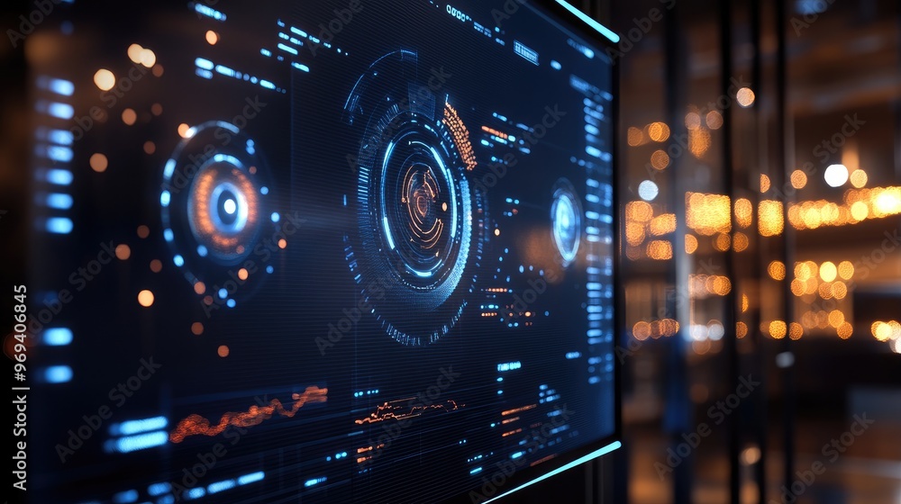 A digital screen with a live data feed, showcasing real-time analytics and information processing A digital screen with a live data feed, showcasing real-time analytics and information processing