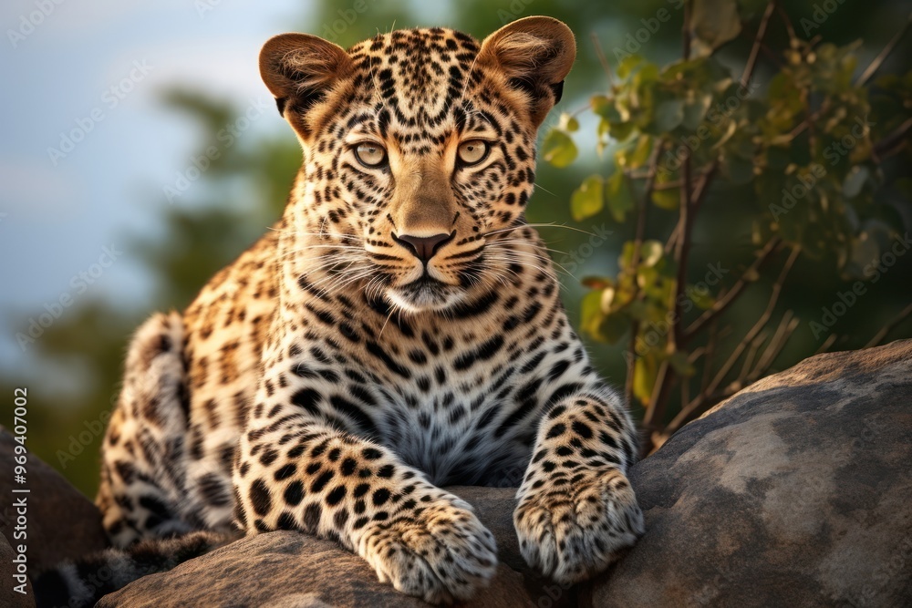 Obraz premium Photo of Leopard in the forest starring