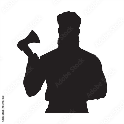 lumber jack ,lumber jack silhouette on white background
