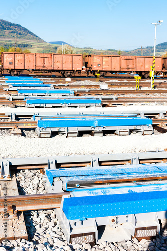 Railway tracks in station Zilina, Slovakia photo