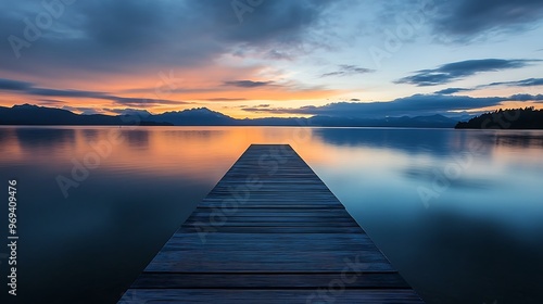 Wooden Dock Leading to the Serene Sunset