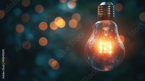 A lightbulb glowing against a dark background, symbolizing a moment of inspiration and new ideas in a creative concept photo