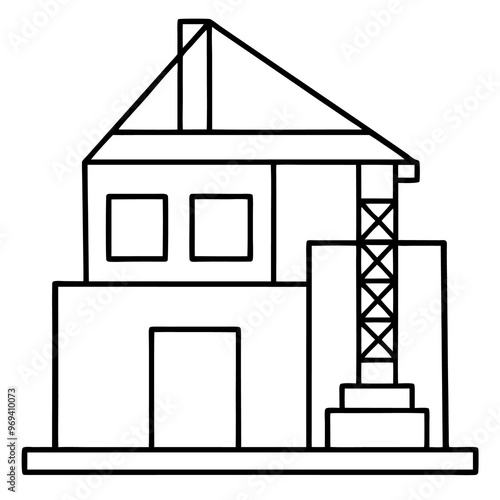 construction building outline coloring book page line art drawing photo