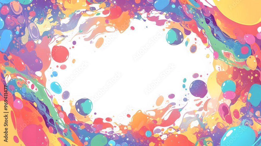 Abstract Colorful Swirls and Bubbles Frame Background Abstract Colorful Swirls and Bubbles Frame Background