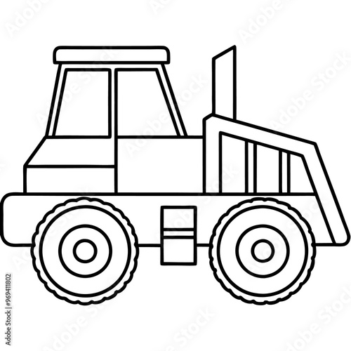 construction vehicle outline coloring book page line art drawing photo