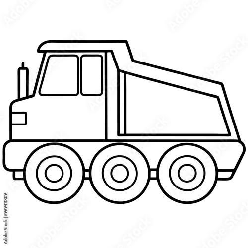 construction vehicle outline coloring book page line art drawing photo