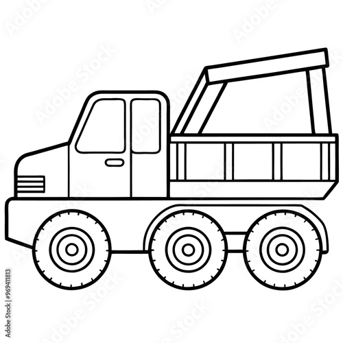 construction vehicle outline coloring book page line art drawing photo