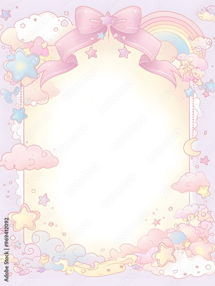 Cute Pastel Rainbow and Star Frame Background Cute Pastel Rainbow and Star Frame Background