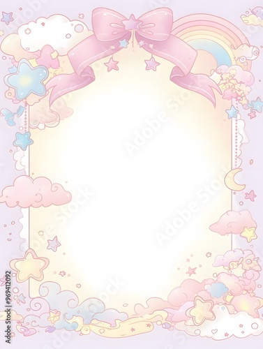 Cute Pastel Rainbow and Star Frame Background