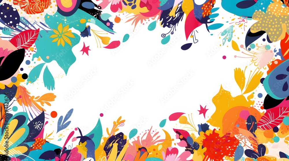 Fototapeta premium Colorful Abstract Floral Frame Border Design