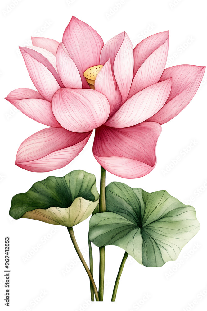 Pink lotus, watercolor, transparent background illustration Pink lotus, watercolor, transparent background illustration