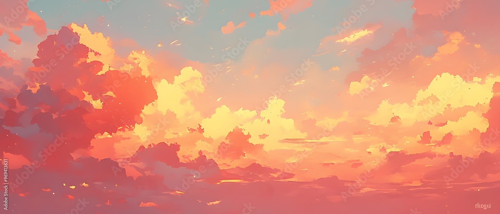 Sunset Sky with Pink and Yellow Clouds Sunset Sky with Pink and Yellow Clouds