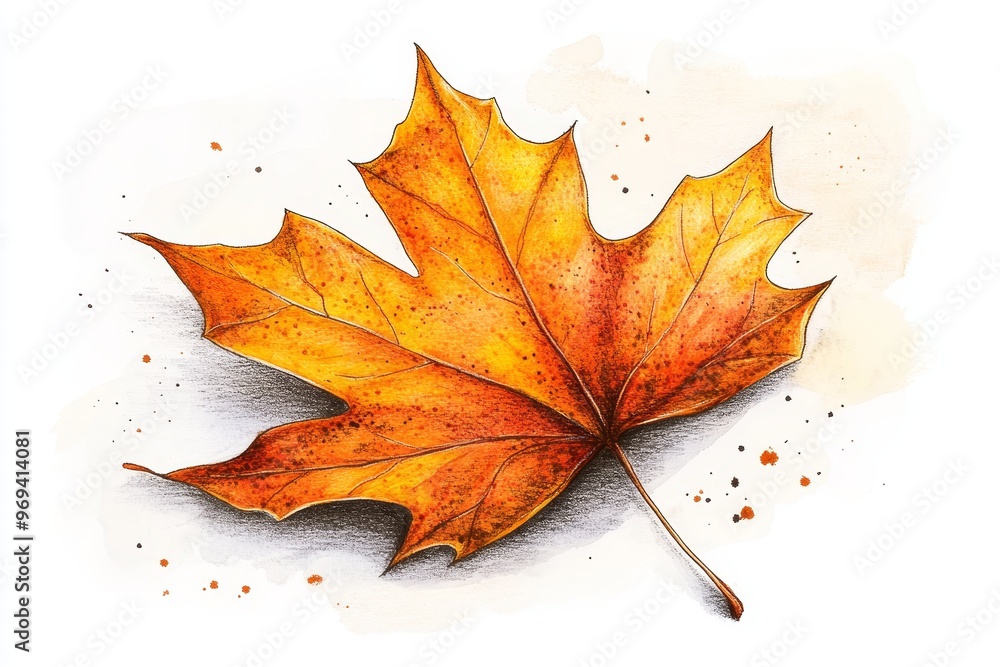 Single Autumn Maple Leaf Watercolor Illustration Single Autumn Maple Leaf Watercolor Illustration