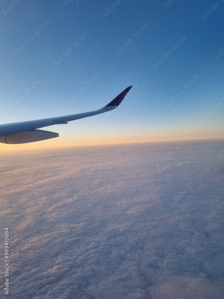 Fototapeta premium View skyscape from window Airplane go to japan