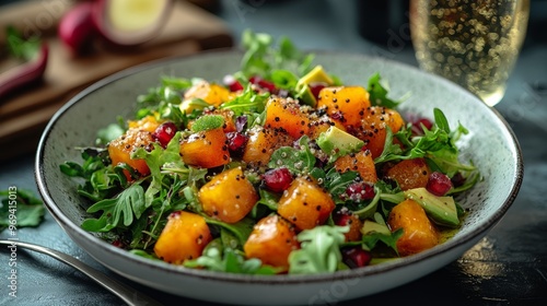 Healthy quinoa salad with avocado and tomatoes