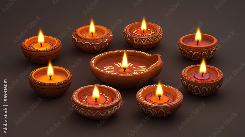 Elegant Set of Handcrafted Indian Clay Diyas: Traditional Oil Lamps for a Joyous Diwali Festival, Perfect for Illuminating Your Home with Classic Festival of Lights Charm Elegant Set of Handcrafted Indian Clay Diyas: Traditional Oil Lamps for a Joyous Diwali Festival, Perfect for Illuminating Your Home with Classic Festival of Lights Charm