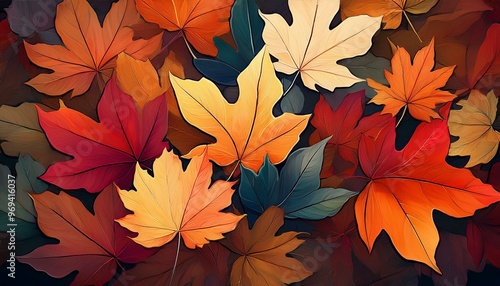 autumn maple leaves. vibrant and colorful arrangement of autumn leaves. autumn leaves background. leaves background