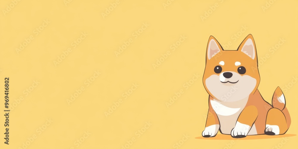 Obraz premium Cute Cartoon Dog Banner with Space for Copy