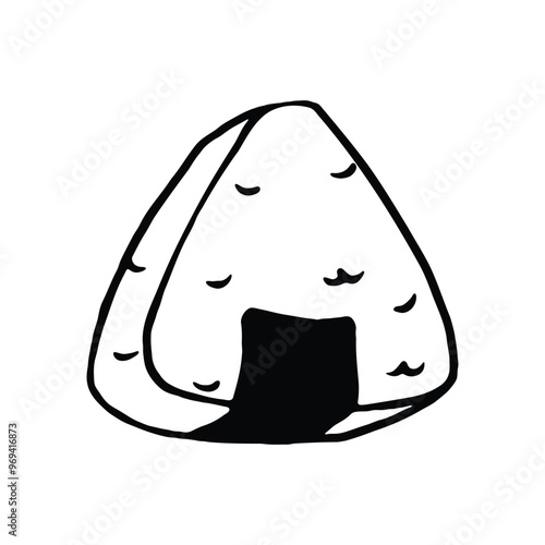 illustration of an onigiri rice ball, with a simple triangular shape and seaweed wrap.
