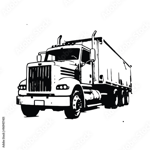 container truck stencil hand drawn vector illustration