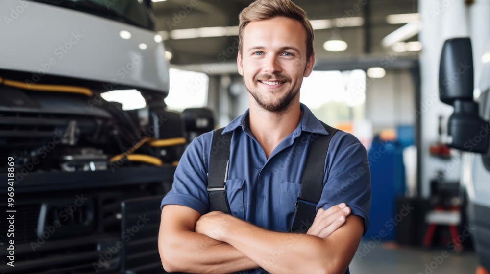 Portrait of Smiling young mechanic on white background. Portrait of Smiling young mechanic on white background.