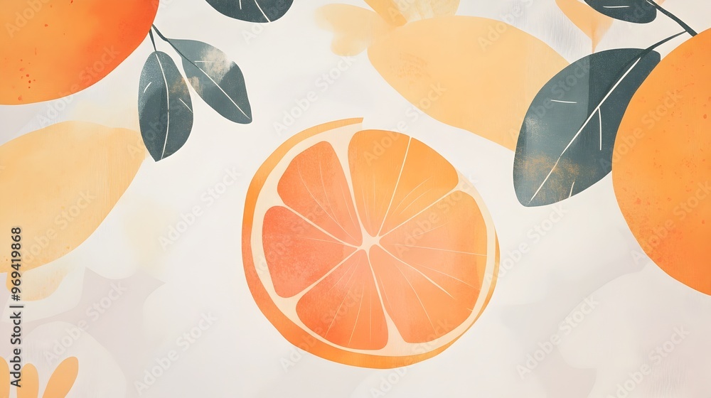 Vibrant Citrus Slices in Tropical Pattern Vibrant Citrus Slices in Tropical Pattern