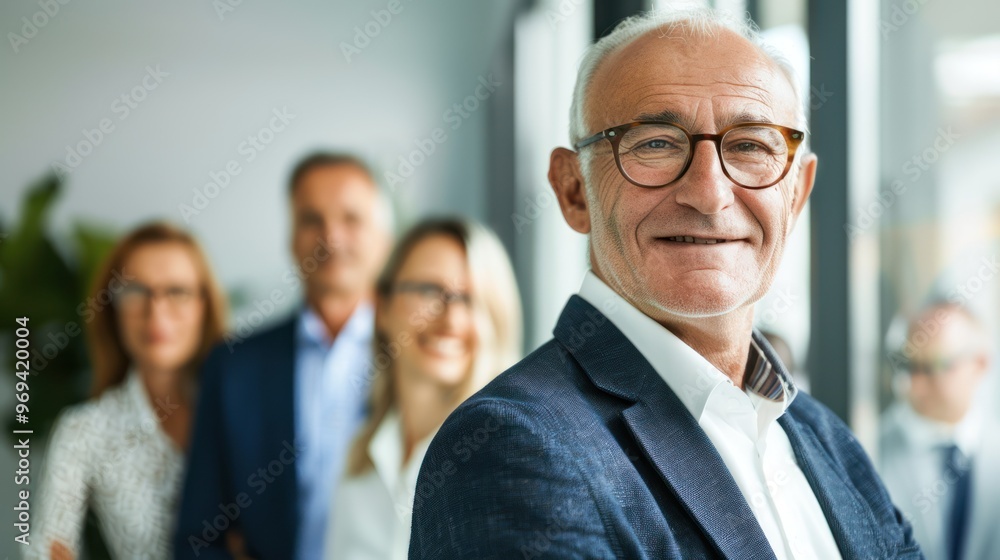Senior businessman with team, CEO on white background Senior businessman with team, CEO on white background