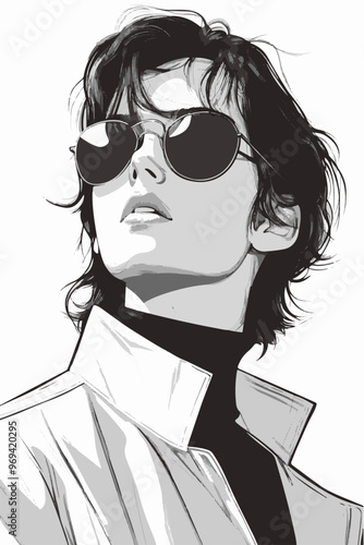 Stylized Portrait of a Person in Sunglasses