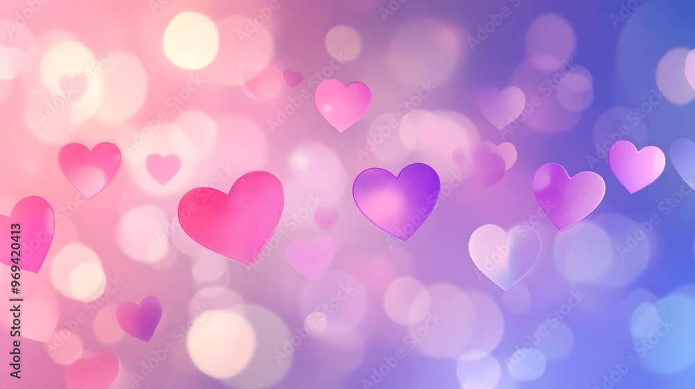 Blurred Pink and Purple Hearts Romantic Abstract Background for Valentine's Day or Wedding Blurred Pink and Purple Hearts Romantic Abstract Background for Valentine's Day or Wedding