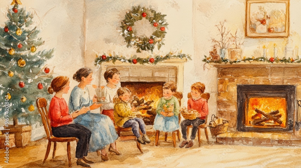 A cozy family gathering by the fireplace, celebrating the warmth of the holiday season with joy and laughter. A cozy family gathering by the fireplace, celebrating the warmth of the holiday season with joy and laughter.