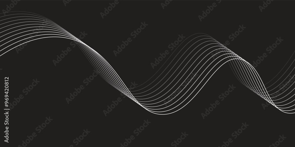 Technology abstract lines on white background. Undulate Grey Wave Swirl, frequency sound wave, twisted curve lines Technology abstract lines on white background. Undulate Grey Wave Swirl, frequency sound wave, twisted curve lines