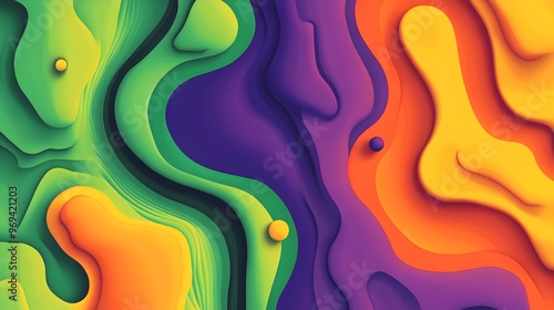 Vibrant Abstract Fluid Shapes in Harmonious Multicolored Composition