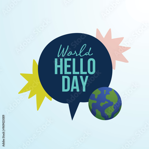 World Hello Day vector design template good for celebration usage. World Hello Day design. flat design. eps 10.